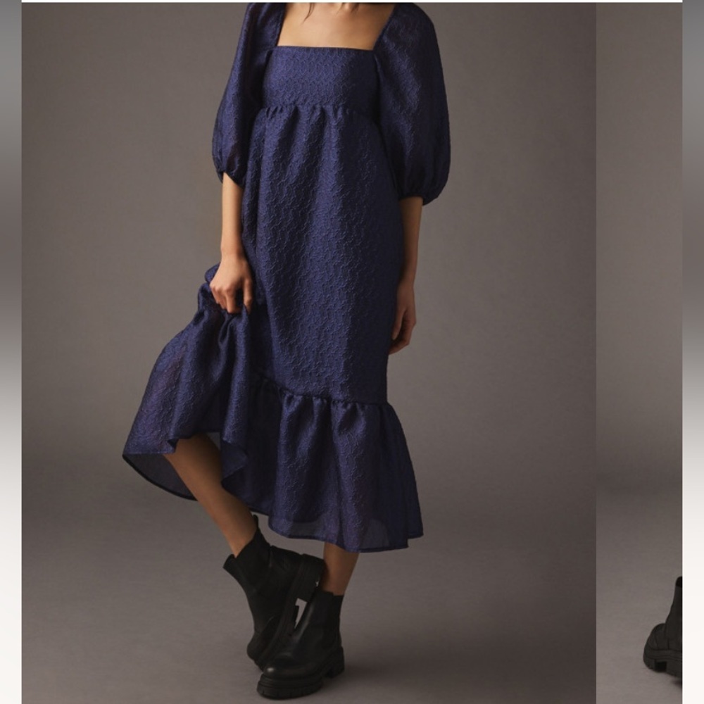 Puff-Sleeve Dress navy iridescent fall party formal boho
Anthropologie $160 - Picture 7 of 9